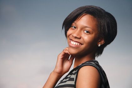Portrait of beautiful teenage girl smiling